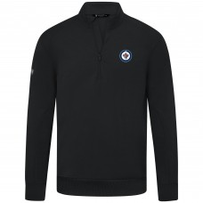 Winnipeg Jets Levelwear Black Upright Tri-Blend Quarter-Zip Pullover