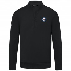 Winnipeg Jets Levelwear Black Upright Tri-Blend Quarter-Zip Pullover