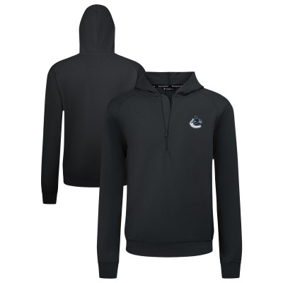 Vancouver Canucks Levelwear Black Technic Quarter-Zip Pullover Hoodie