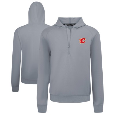 Calgary Flames Levelwear Gray Technic Quarter-Zip Pullover Hoodie