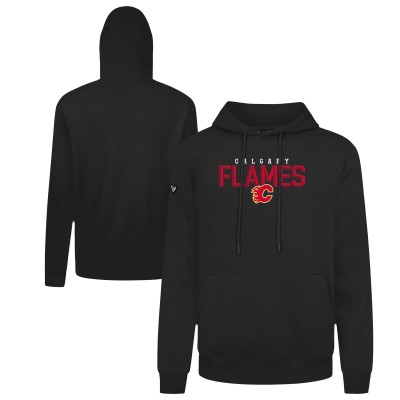 Calgary Flames Levelwear Black Podium Carve Pullover Hoodie