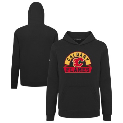 Подростковая Calgary Flames Levelwear Black Podium Banner Arch Pullover Hoodie