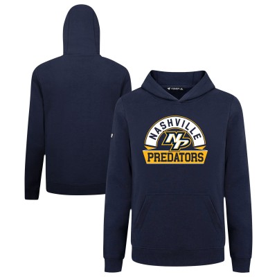 Подростковая Nashville Predators Levelwear Navy Podium Banner Arch Pullover Hoodie