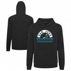 Подростковая San Jose Sharks Levelwear Black Podium Banner Arch Pullover Hoodie Подростковая San Jose Sharks Levelwear Black Podium Banner Arch Pullover Hoodie