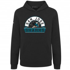 Подростковая San Jose Sharks Levelwear Black Podium Banner Arch Pullover Hoodie Подростковая San Jose Sharks Levelwear Black Podium Banner Arch Pullover Hoodie