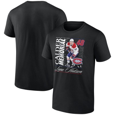 Montreal Canadiens Lane Hutson Black 2025 Calder Memorial Trophy Winner T-Shirt