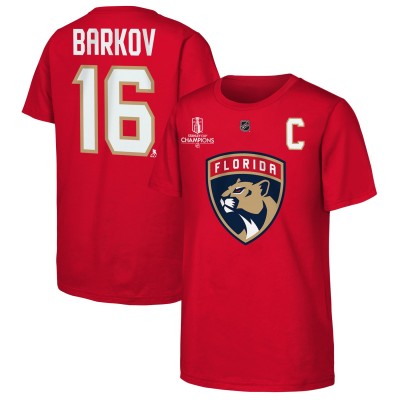 Футболка Youth Florida Panthers Aleksander Barkov Red 2025 Stanley Cup Champions Name & Number