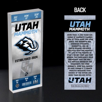 Utah Mammoth Highland Mint 3D Ticket Block Art