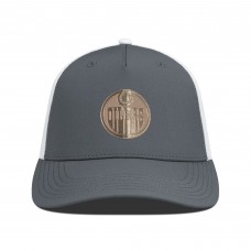 Бейсболка Edmonton Oilers Levelwear Charcoal/White Signal Copper Insignia Trucker
