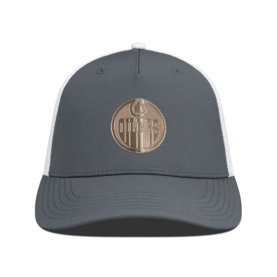 Бейсболка Edmonton Oilers Levelwear Charcoal/White Signal Copper Insignia Trucker