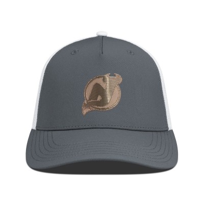 Бейсболка New Jersey Devils Levelwear Charcoal/White Signal Copper Insignia Trucker