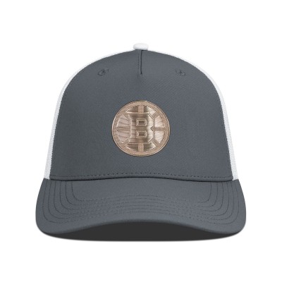 Бейсболка Boston Bruins Levelwear Charcoal/White Signal Copper Insignia Trucker