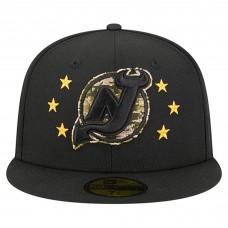 Бейсболка New Jersey Devils New Era Black Military Appreciation Digital Camo Stars 59FIFTY