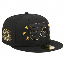 Бейсболка Philadelphia Flyers New Era Black Military Appreciation Digital Camo Stars 59FIFTY
