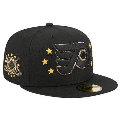 Бейсболка Philadelphia Flyers New Era Black Military Appreciation Digital Camo Stars 59FIFTY