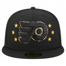Бейсболка Philadelphia Flyers New Era Black Military Appreciation Digital Camo Stars 59FIFTY