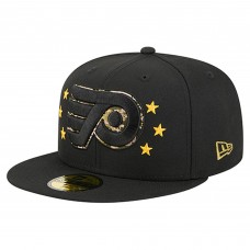 Бейсболка Philadelphia Flyers New Era Black Military Appreciation Digital Camo Stars 59FIFTY