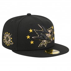 Бейсболка San Jose Sharks New Era Black Military Appreciation Digital Camo Stars 59FIFTY