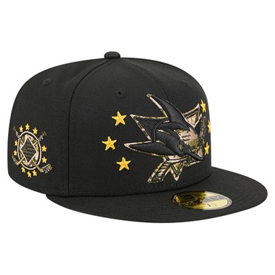 Бейсболка San Jose Sharks New Era Black Military Appreciation Digital Camo Stars 59FIFTY