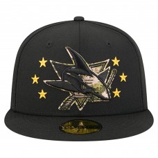 Бейсболка San Jose Sharks New Era Black Military Appreciation Digital Camo Stars 59FIFTY