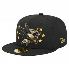 Бейсболка San Jose Sharks New Era Black Military Appreciation Digital Camo Stars 59FIFTY