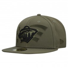 Бейсболка Minnesota Wild New Era Olive Military Appreciation Flag 59FIFTY