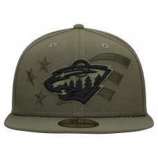 Бейсболка Minnesota Wild New Era Olive Military Appreciation Flag 59FIFTY