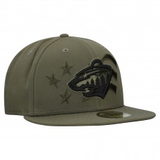 Бейсболка Minnesota Wild New Era Olive Military Appreciation Flag 59FIFTY