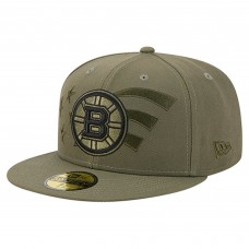 Бейсболка Boston Bruins New Era Olive Military Appreciation Flag 59FIFTY