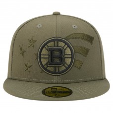 Бейсболка Boston Bruins New Era Olive Military Appreciation Flag 59FIFTY
