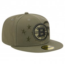 Бейсболка Boston Bruins New Era Olive Military Appreciation Flag 59FIFTY