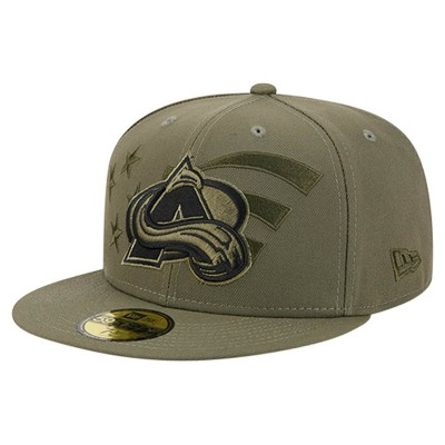 Бейсболка Colorado Avalanche New Era Olive Military Appreciation Flag 59FIFTY