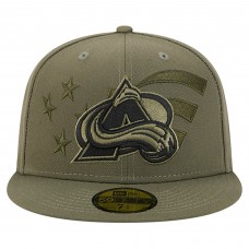 Бейсболка Colorado Avalanche New Era Olive Military Appreciation Flag 59FIFTY