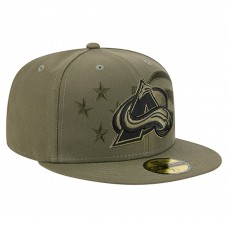 Бейсболка Colorado Avalanche New Era Olive Military Appreciation Flag 59FIFTY