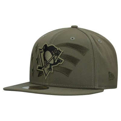 Бейсболка Pittsburgh Penguins New Era Olive Military Appreciation Flag 59FIFTY