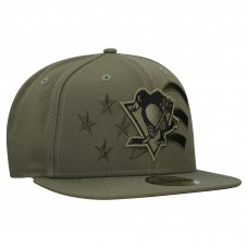 Бейсболка Pittsburgh Penguins New Era Olive Military Appreciation Flag 59FIFTY