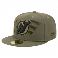 Бейсболка New Jersey Devils New Era Olive Military Appreciation Flag 59FIFTY