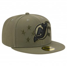 Бейсболка New Jersey Devils New Era Olive Military Appreciation Flag 59FIFTY