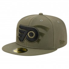 Бейсболка Philadelphia Flyers New Era Olive Military Appreciation Flag 59FIFTY