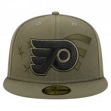 Бейсболка Philadelphia Flyers New Era Olive Military Appreciation Flag 59FIFTY