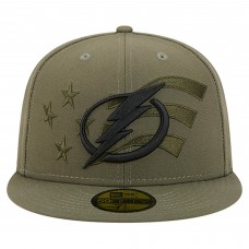 Бейсболка Tampa Bay Lightning New Era Olive Military Appreciation Flag 59FIFTY