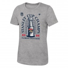 Футболка Youth Florida Panthers Fanatics Heather Gray 2025 Stanley Cup Champions Locker Room