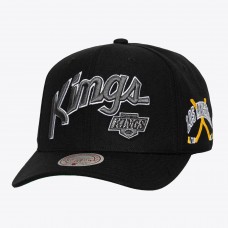 Los Angeles Kings Mitchell & Ness x Just Don Black Wave Script Pro Strapback Hat