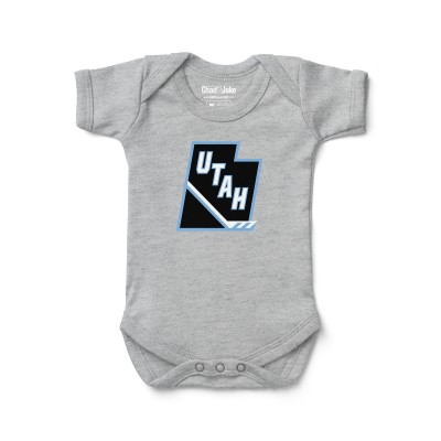 Newborn & Малышам Utah Mammoth Chad & Jake Heather Gray Stick and State Logo Bodysuit