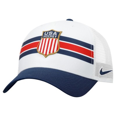 Бейсболка US Hockey Nike White Crest Striped Rise Trucker