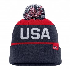 Шапка с помпоном US Hockey Nike Navy Peak Stripe Tri-Blend Шапка с помпоном US Hockey Nike Navy Peak Stripe Tri-Blend
