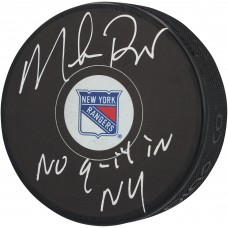 Mike Richter New York Rangers Autographed Fanatics Authentic Hockey Puck with No Quit in NY Inscription Mike Richter New York Rangers Autographed Fanatics Authentic Hockey Puck with No Quit in NY Inscription