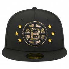Бейсболка Boston Bruins New Era Black Military Appreciation Digital Camo Stars 59FIFTY
