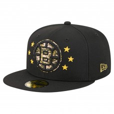 Бейсболка Boston Bruins New Era Black Military Appreciation Digital Camo Stars 59FIFTY