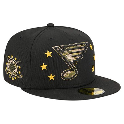 Бейсболка St. Louis Blues New Era Black Military Appreciation Digital Camo Stars 59FIFTY
